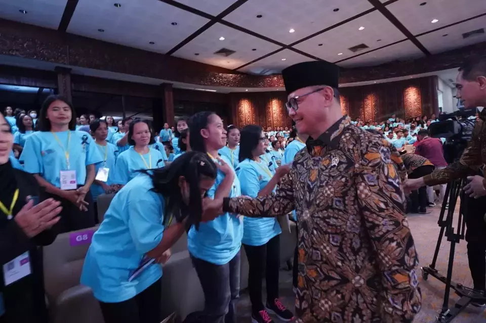 Indonesia sends 1,035 migrant workers overseas in Taman Mini Indonesia Indah on Dec. 18, 2025. (Photo Courtesy of Migrant Worker Protection Ministry)