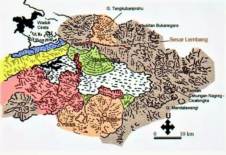 This image provided by the Geology Agency shows the geological map of Bandung and its surrounding areas. (Geology Agency)
