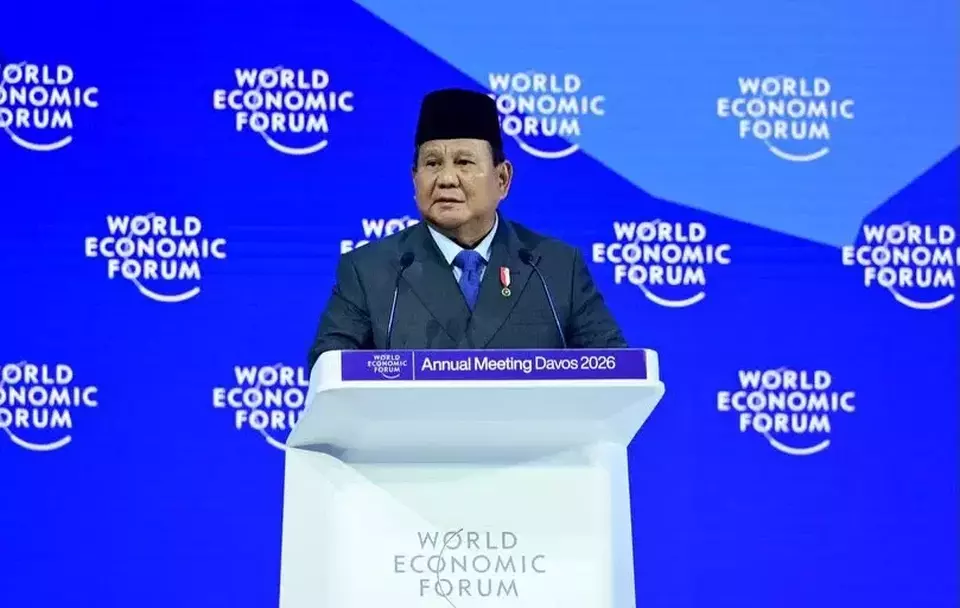 President Prabowo Subianto addresses the World Economic Forum annual meeting in Davos on January 22, 2025. (Photo Courtesy of Presidential Press Bureau)