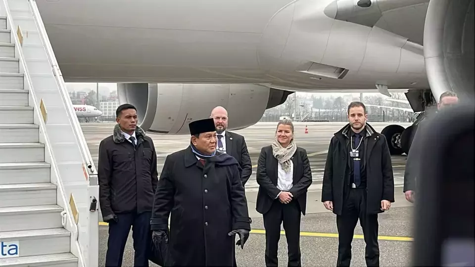 President Prabowo Subianto departs Zurich International Airport for Paris, France, on Friday, Jan. 23, 2026. (Beritasatu.com/Ricki Putra Harahap)