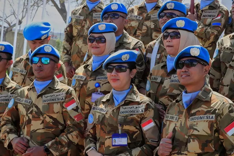 FILE - Indonesian U.N. peacekeepers attend a ceremony to mark the 47th anniversary of UNIFIL Establishment Day, at the United Nations Peacekeepers headquarters in the southern Lebanese town of Naqoura, Lebanon, Wednesday, March 19, 2025. (AP Photo/Mohammed Zaatari, File)