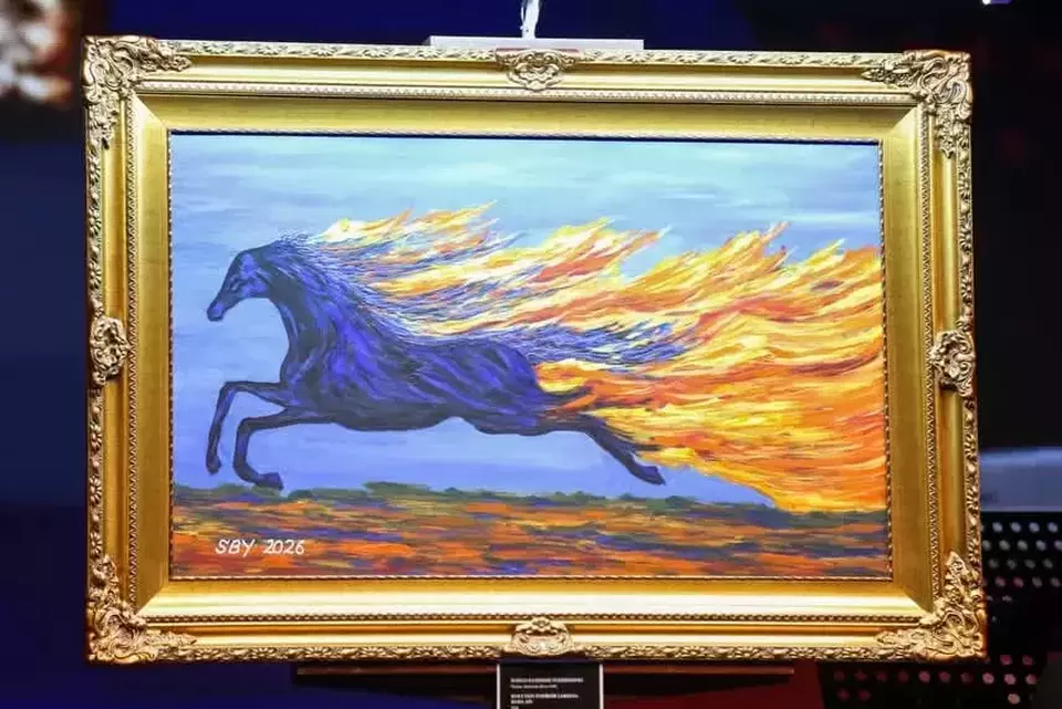 A painting titled “Strong and Energetic Like a Fire Horse” by Indonesia’s sixth president, Susilo Bambang Yudhoyono. (Photo Courtesy of Indonesia Democratic Party).