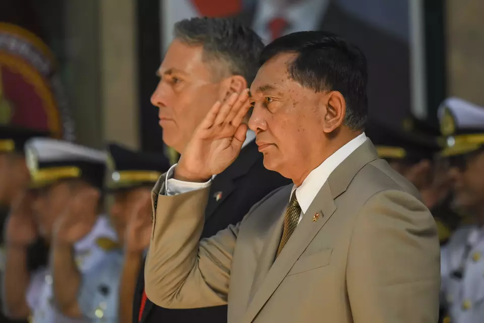 Defense Minister Sjafrie Sjamsoeddin hosts his Australian counterpart Richard Marles in Jakarta on March 12, 2026. (Antara Photo/Hafidz Mubarak A)