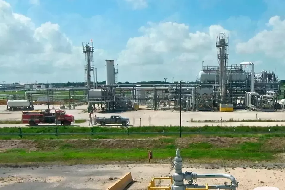 FILE - This photo provided by the U.S. Department of Energy shows a section of the Strategic Petroleum Reserve facility in West Hackberry, Louisiana. (US Department of Energy via AP, File)