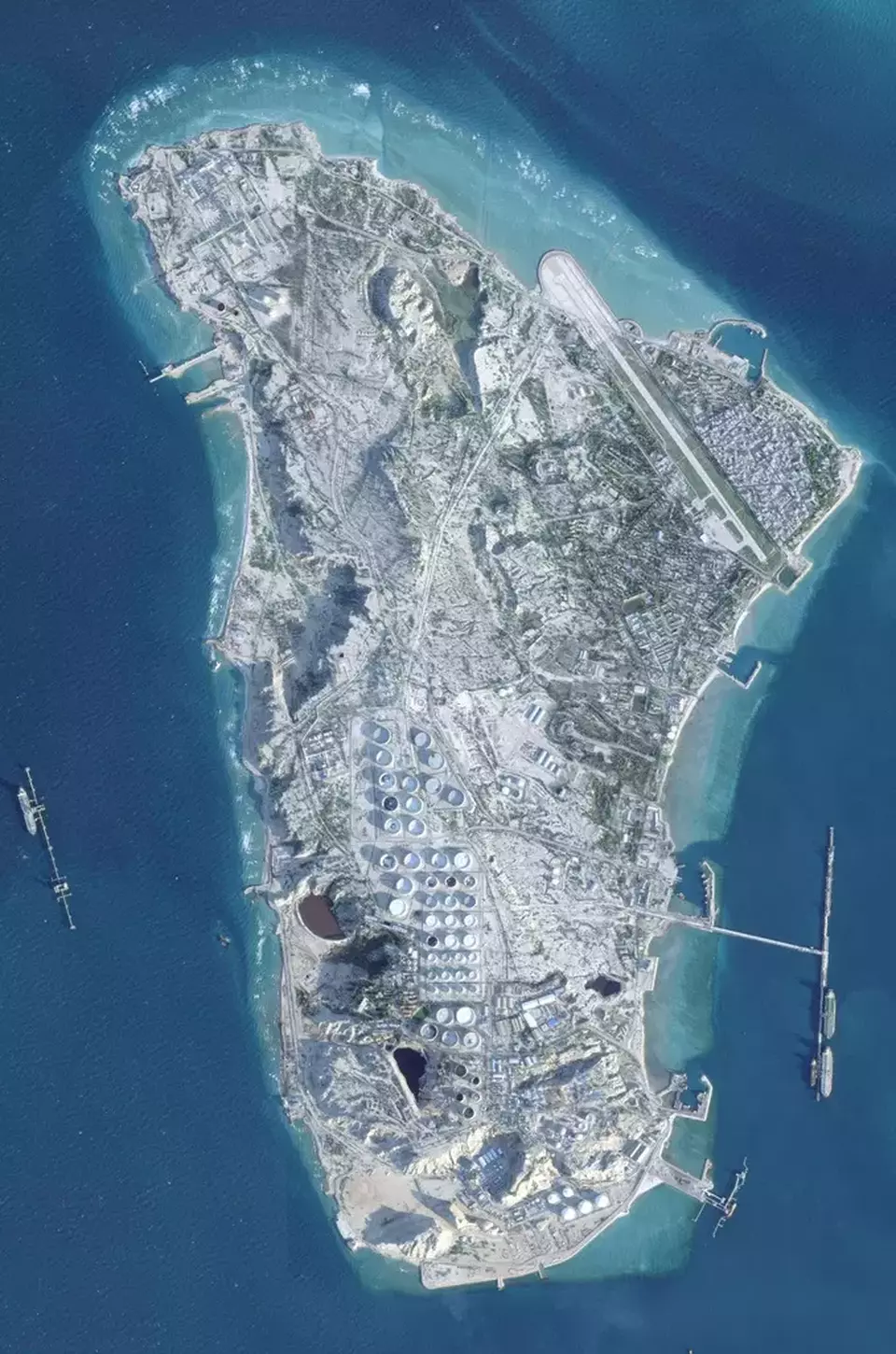 In this satellite photo from Planet Labs PBC, Iran's Kharg Island is seen on Feb. 26, 2026. (Planet Labs PBC via AP)