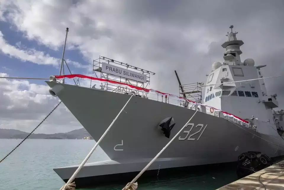 The Indonesian Navy warship KRI Prabu Siliwangi-321 is docked at the shipyard of Italian shipbuilder Fincantieri SpA in Muggiano, Italy, on Jan. 29, 2025. (Courtesy of Fincantieri SpA via JG)