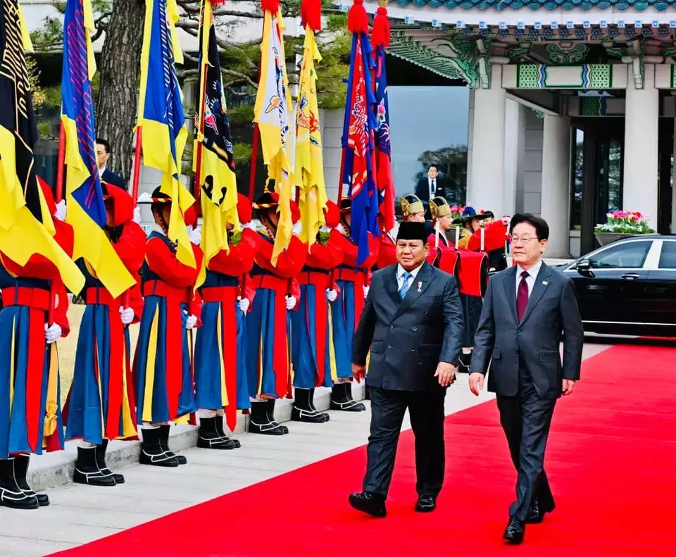 South Korean President Lee Jae Myung hosts his Indonesian counterpart Prabowo Subianto at the Blue House on April 1, 2026. (Photo Courtesy of Presidential Press Bureau)