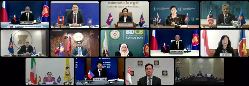 ASEAN finance ministers and central bank governors attend the 13th AFMGM virtually on Friday, Apr. 10, 2026. (Screenshot by Bank Indonesia).