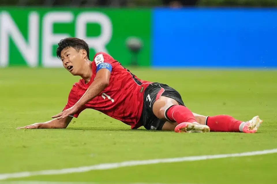 South Korea's Son Heung-min reacts during the World Cup Group A soccer match against Czechia in Zapopan, near Guadalajara, Mexico, Thursday, June 11, 2026. (AP Photo/Dolores Ochoa)